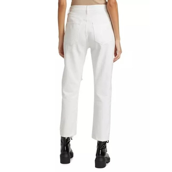 AGOLDE Riley High-Rise Distressed Tapered Jeans in Slant / White - NWT - Size 28 - Picture 3 of 7